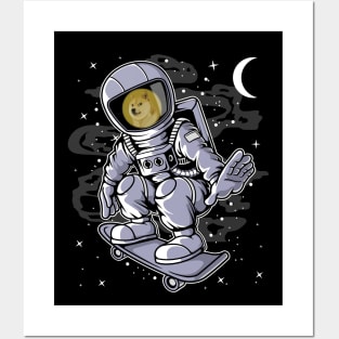 Astronaut Skate Dogecoin DOGE Coin To The Moon Crypto Token Cryptocurrency Blockchain Wallet Birthday Gift For Men Women Kids Posters and Art